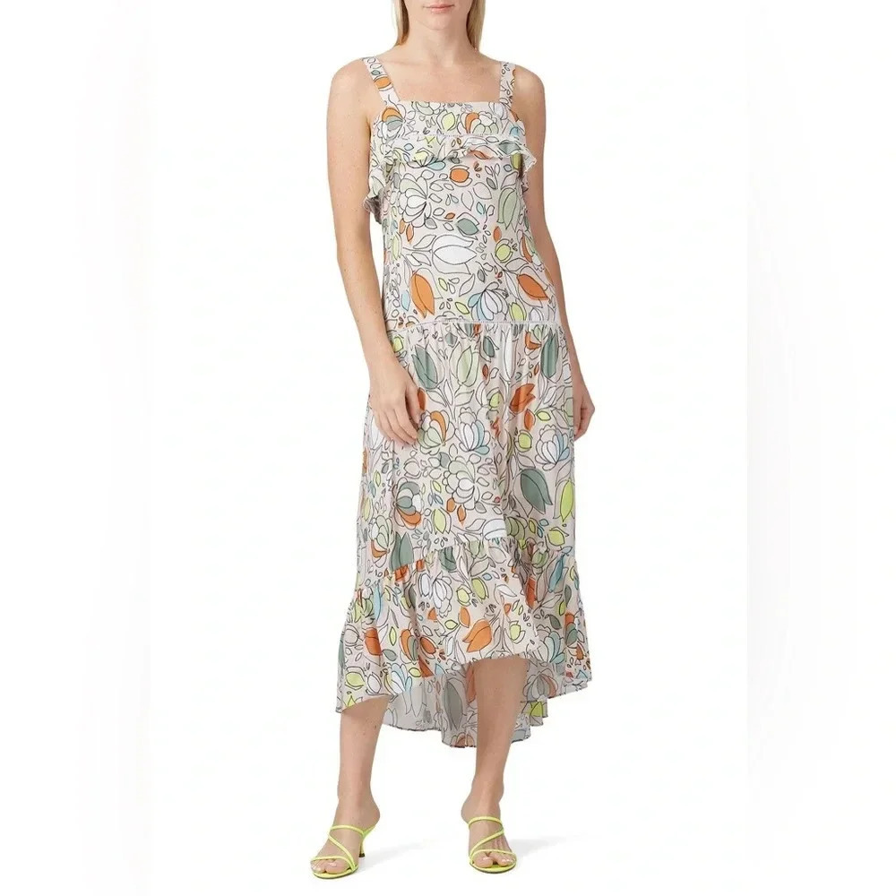 Slate & Willow Cottagecore Boho Floral Peasant Midi Dress Sleeveless Size 6